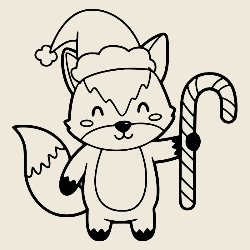 Renard de Noël avec illustration de canne d’orge
