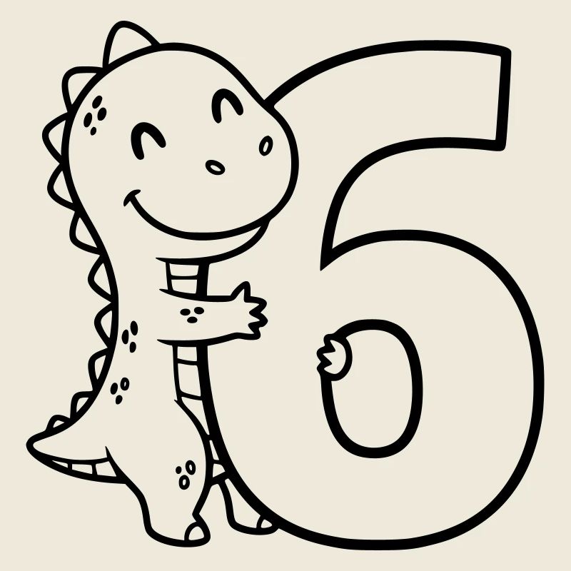 Illustration de dinosaure avec le chiffre 6