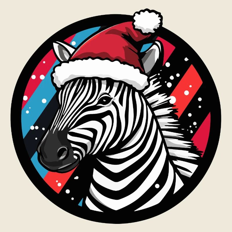 Zebra mit Weihnachtsmütze