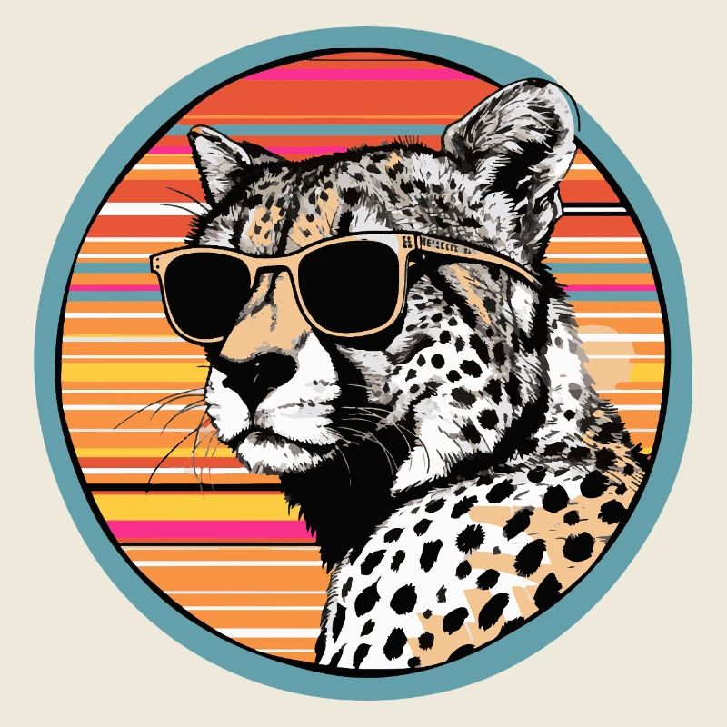 Guépard avec des lunettes de soleil rétro