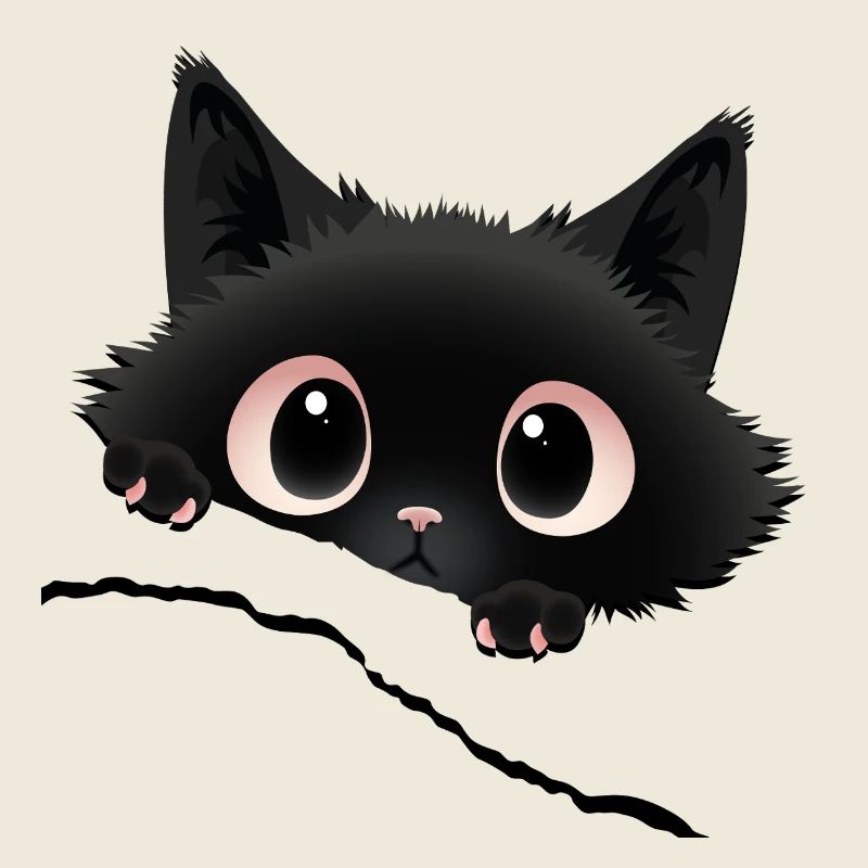 Le chaton noir de Kawaii pointe du regard