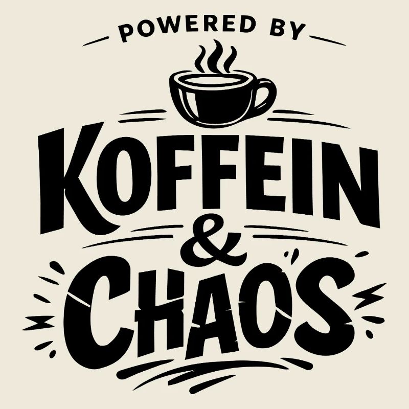 Powered by Caffeine & Chaos – Coffee Saying Shirt