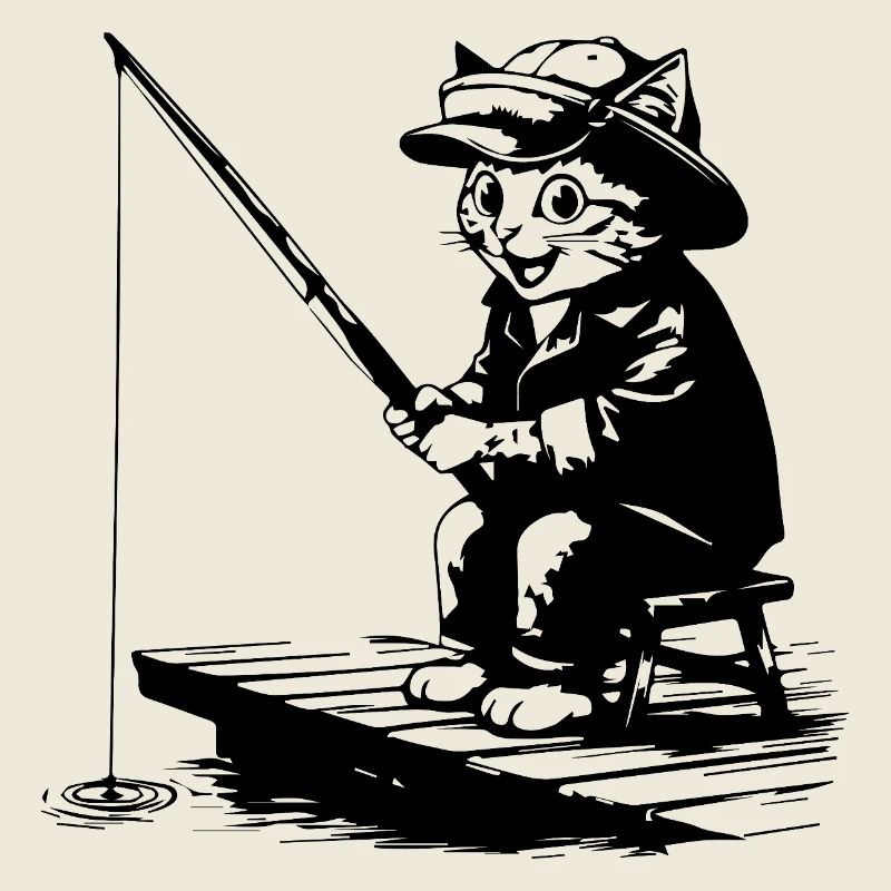 Drôle de Chat Pêcheur - Design de pêche pour les loisirs