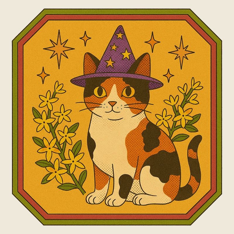 Calico-Hexenkatze mit Sternenhut
