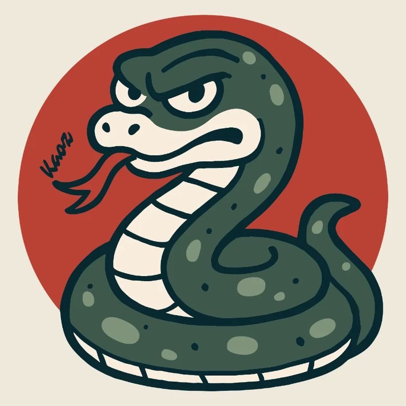 Serpent de dessin animé dans le cercle rouge