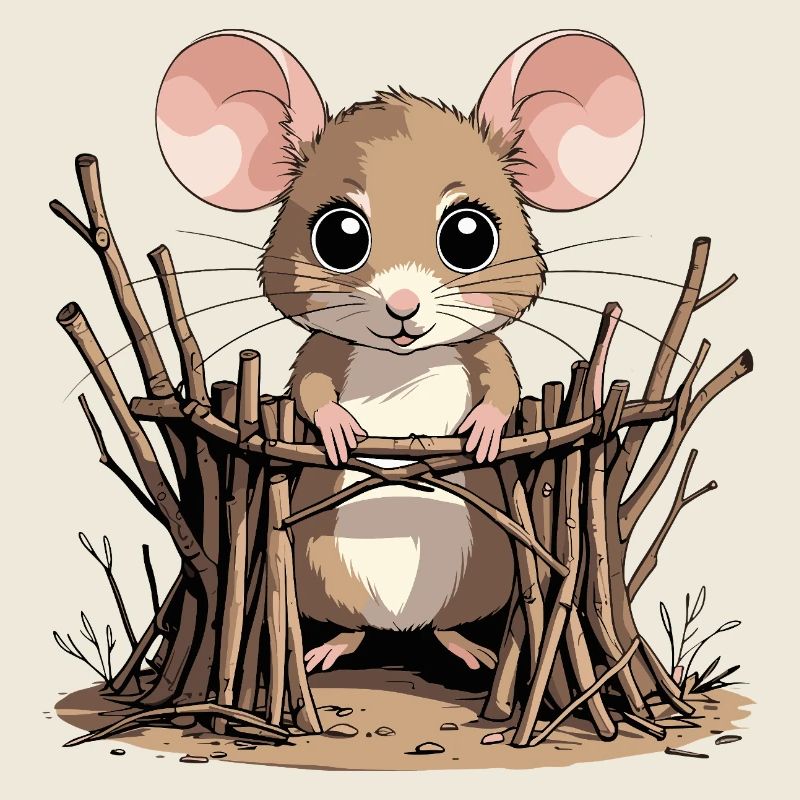 Wood mouse in a network of branches