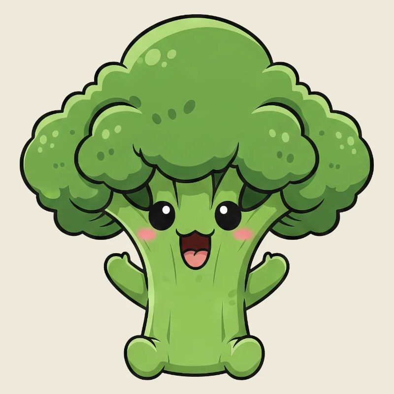 Sweet Broccoli Cartoon Vegetables Laughing Joy