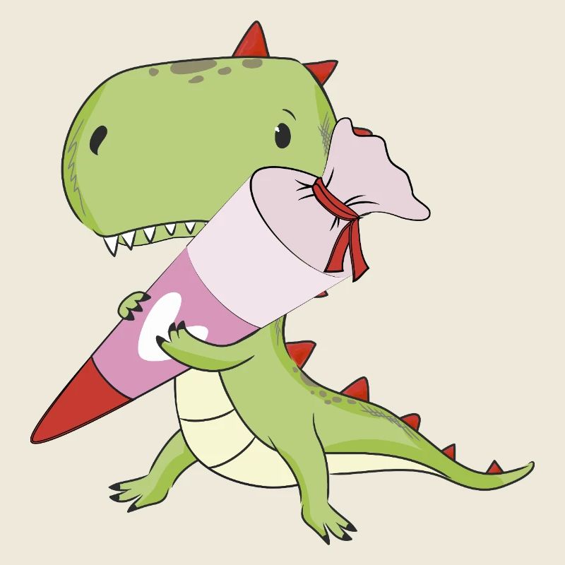 DINO avec cône rose d’école, école