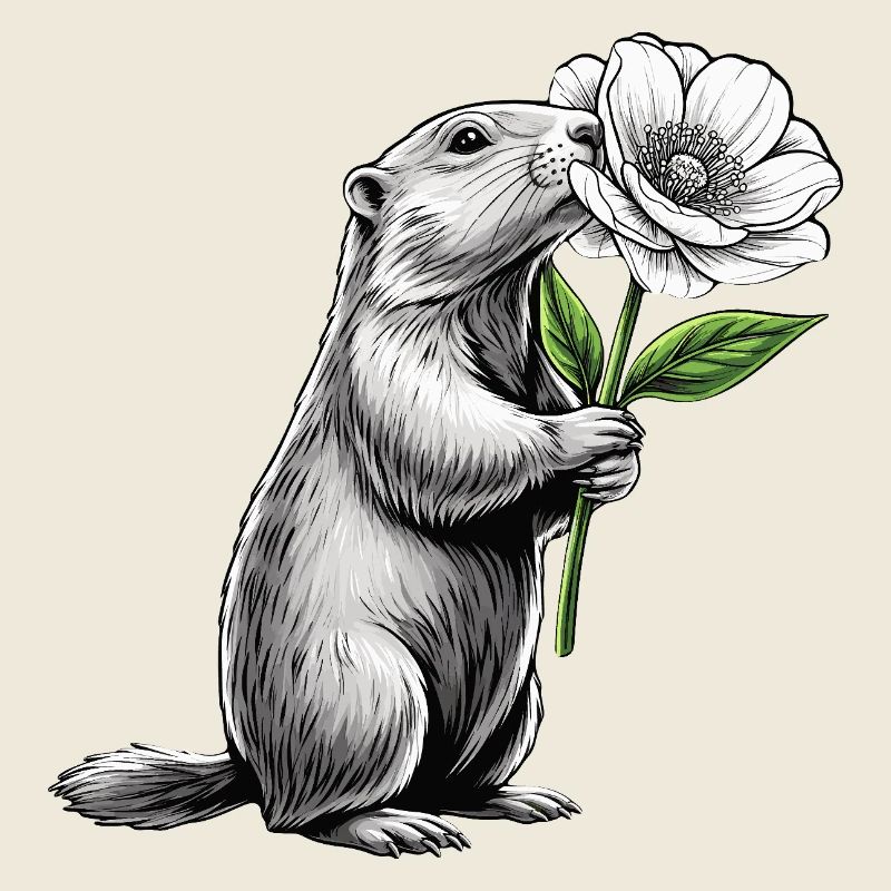 Marmotte avec fleur