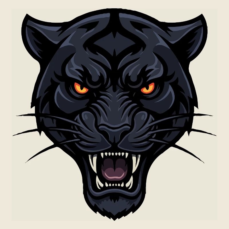 Night leopard head with fiery eyes