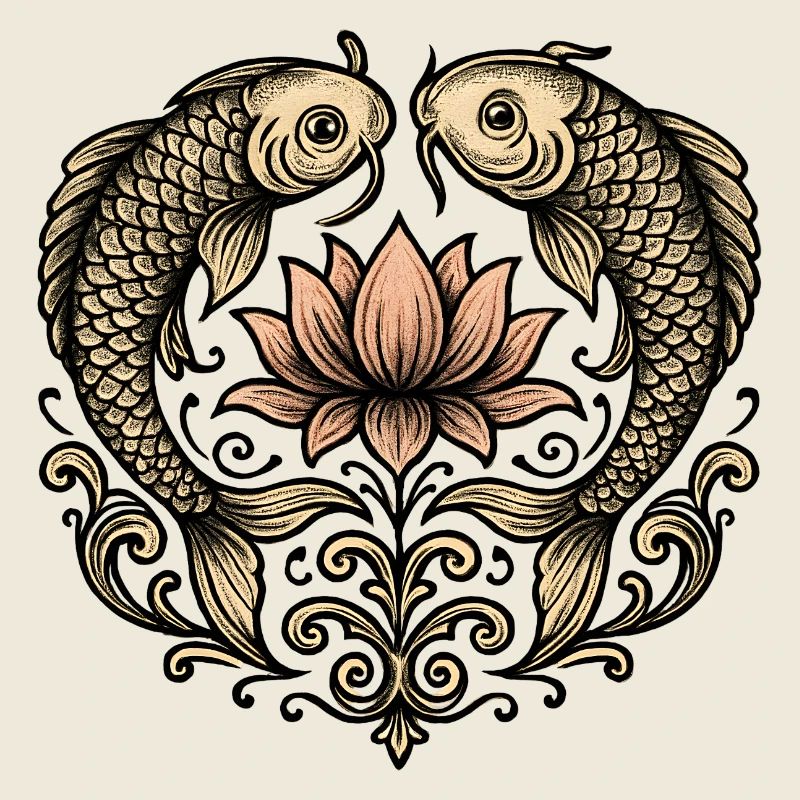 Koi et Lotus : Ornement élégant