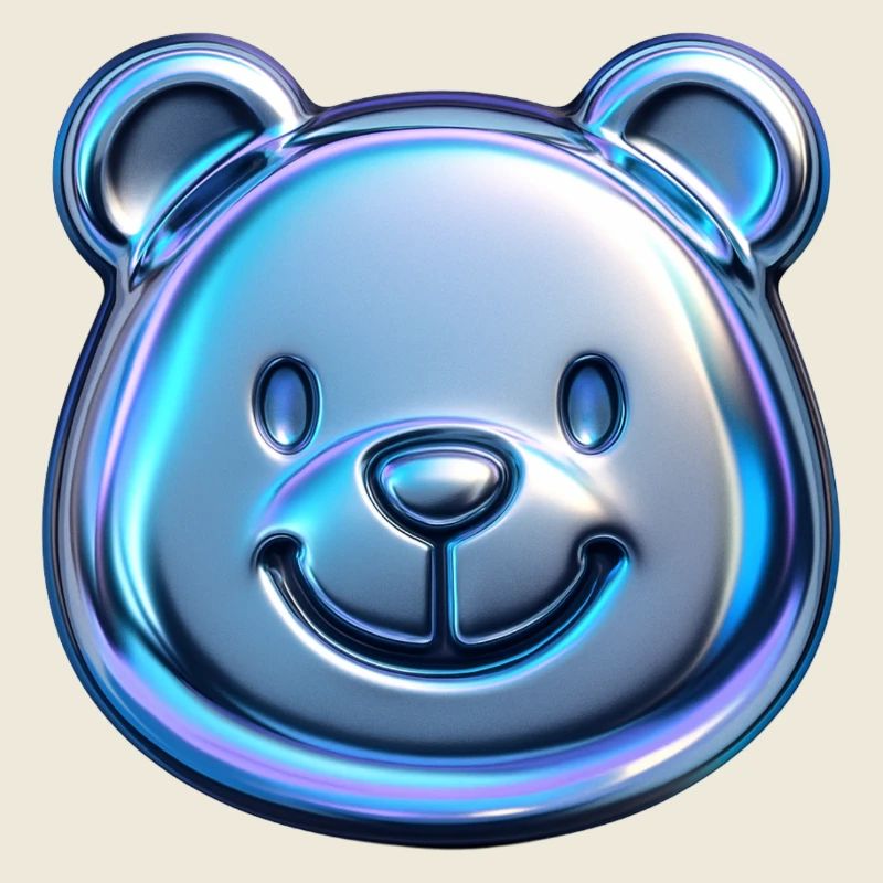 Cute bear with metallic reflections