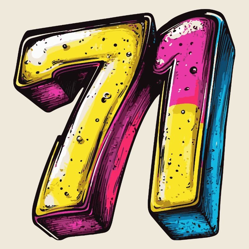 71 Zahl Bunt