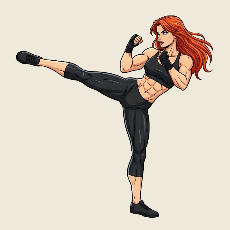 Martial Arts Kickboxer Illustration