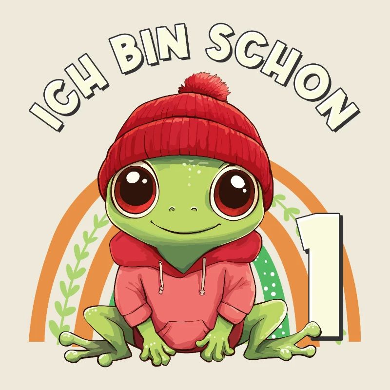 1er anniversaire Grenouille arc-en-ciel mignonne