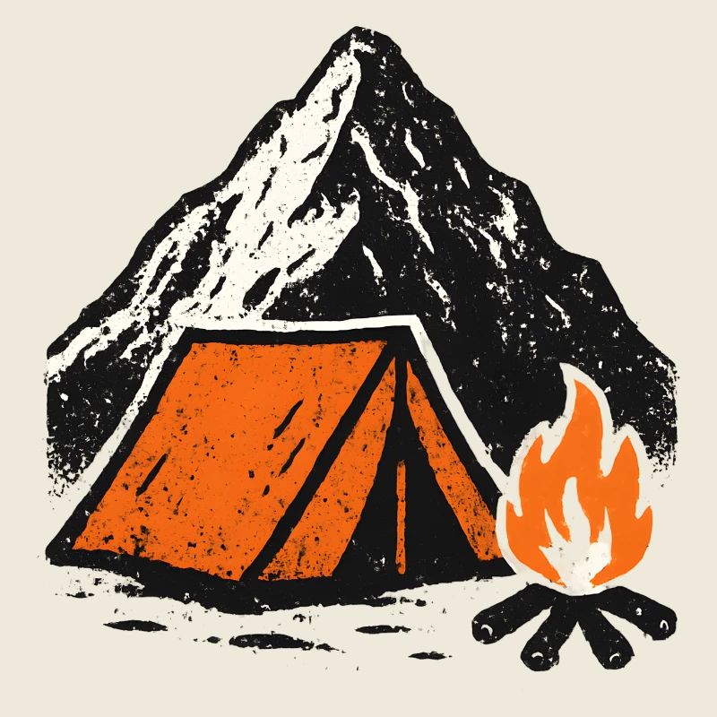 Bergcamping Zelt am Feuer