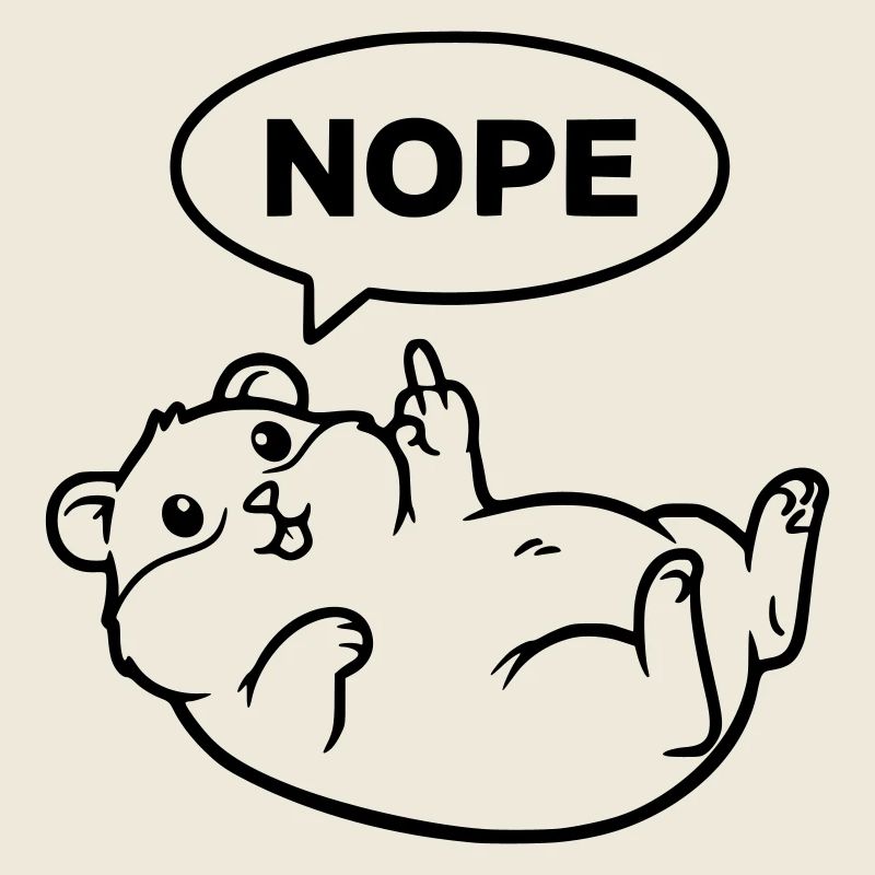 Hamster Middle Finger Nope Lineart