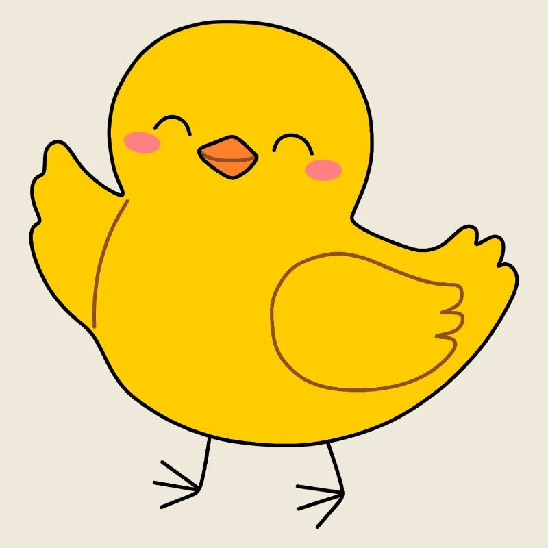 Dessin animé de la Poussin Jaune Joyeuse