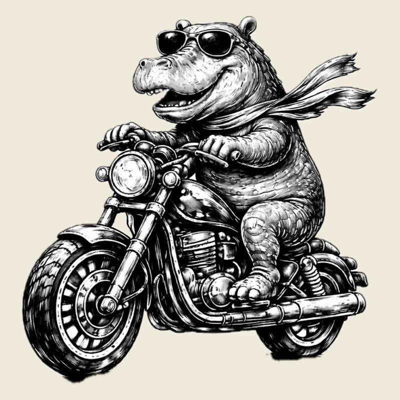 Crocodile à moto noir et blanc