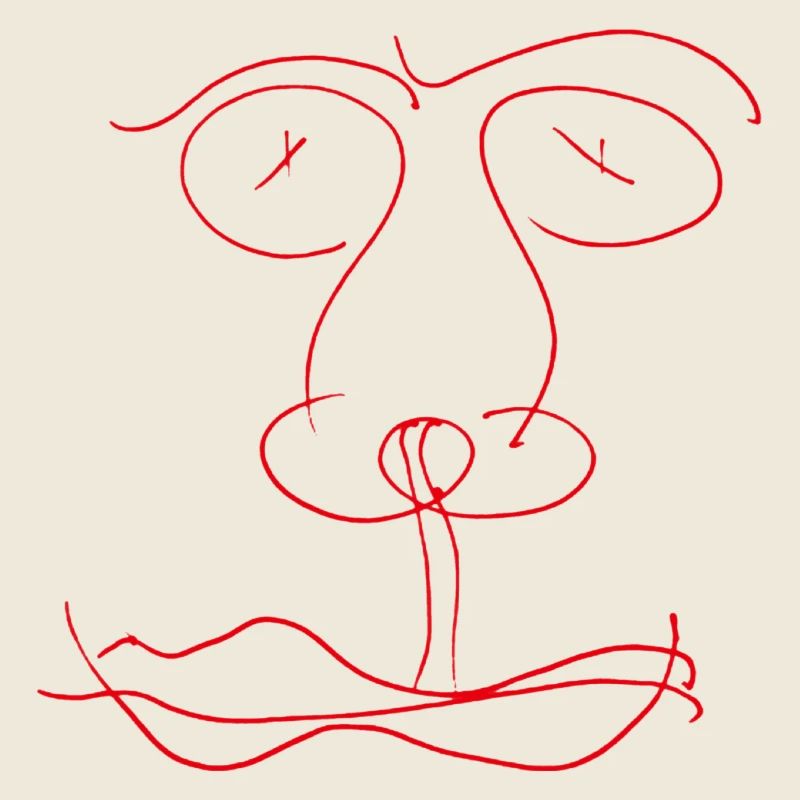 Rotes Liniengesicht