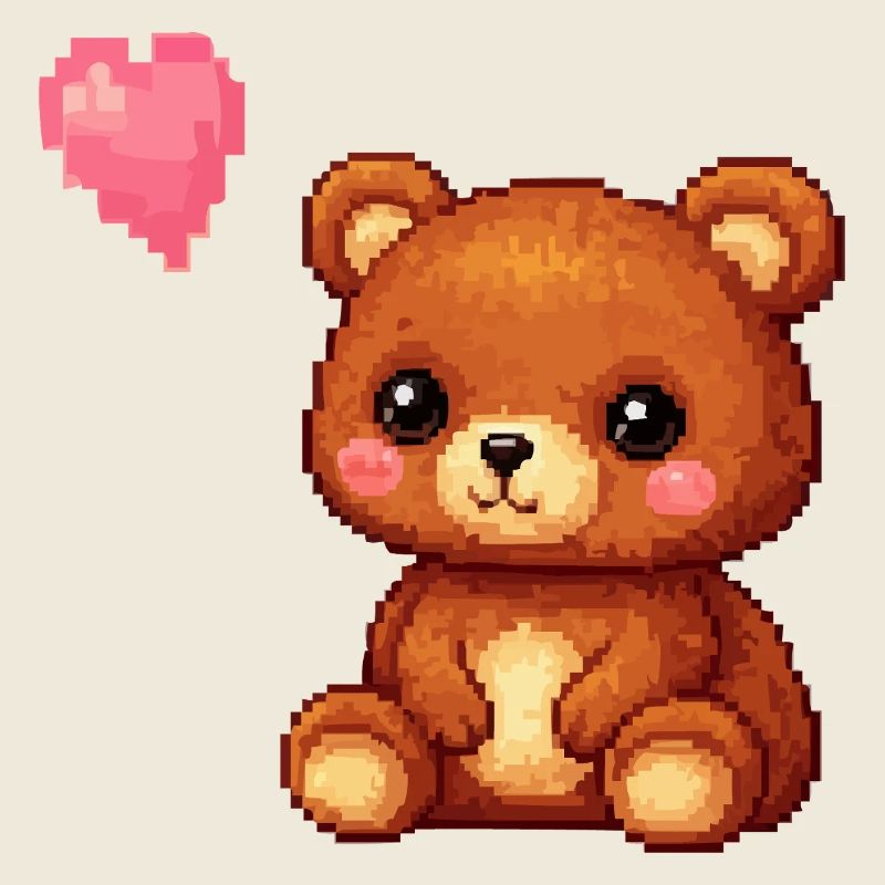 Pixelbär mit Herzballon