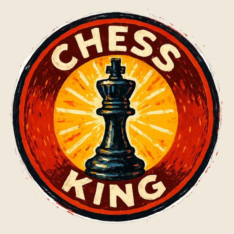 Vintage Red Circle Retro King of Chess Design