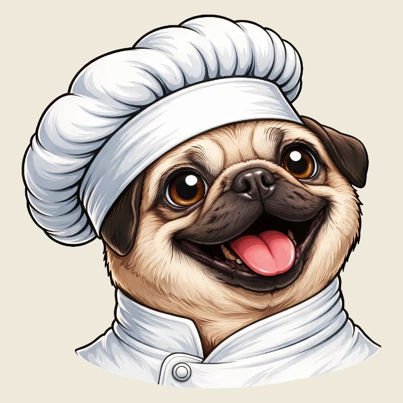 Cute Pug Chef Cartoon Motif