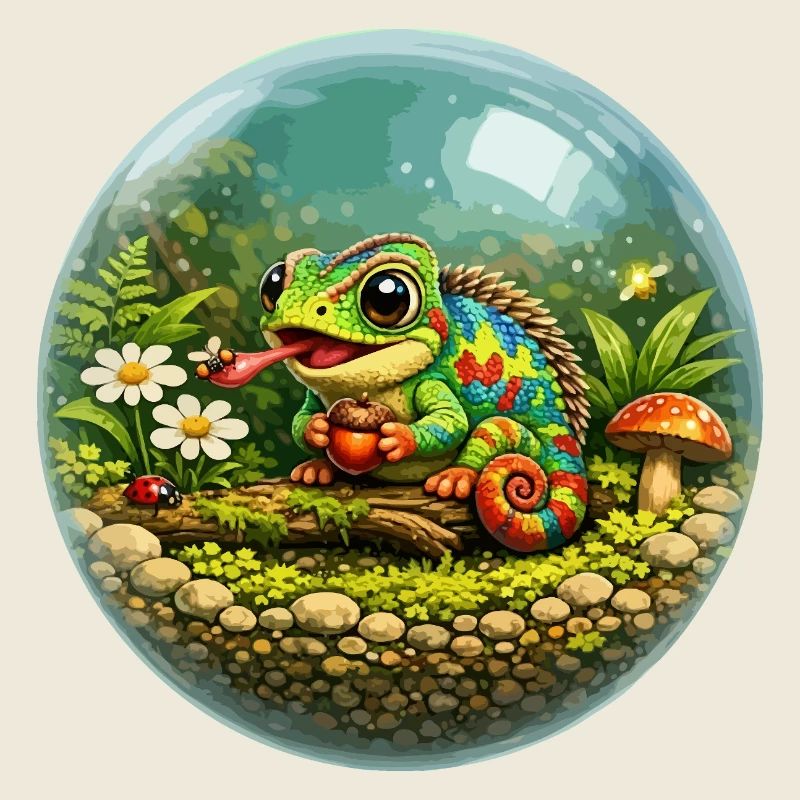 Caméléon de la Jungle Bulle dans la biosphère verte