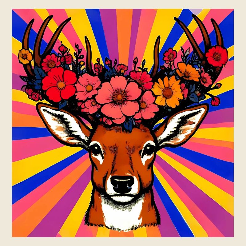 Hirsch mit Blumen