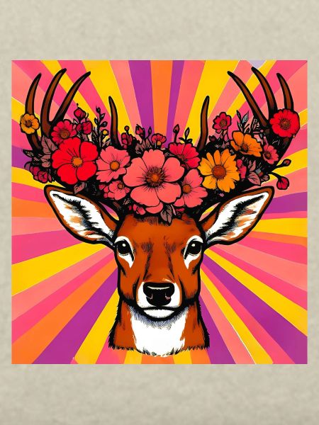 Deer with Flowers
