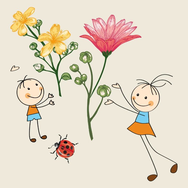 Acclamations d’enfants avec des fleurs colorées
