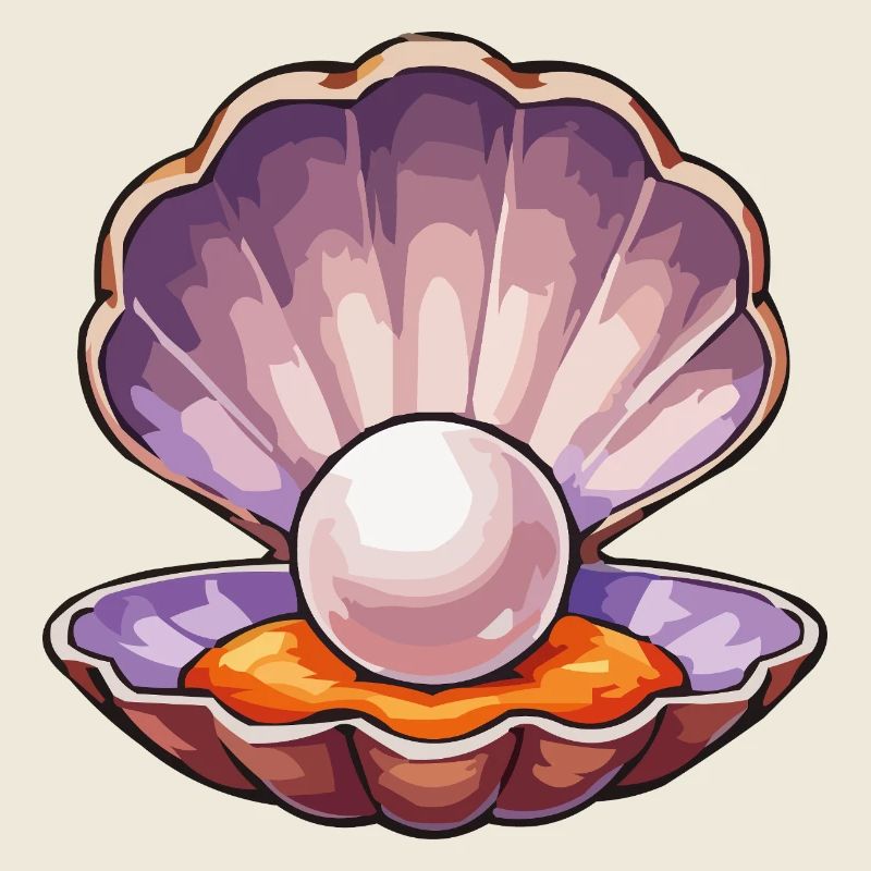 Iridescent pearl in shell