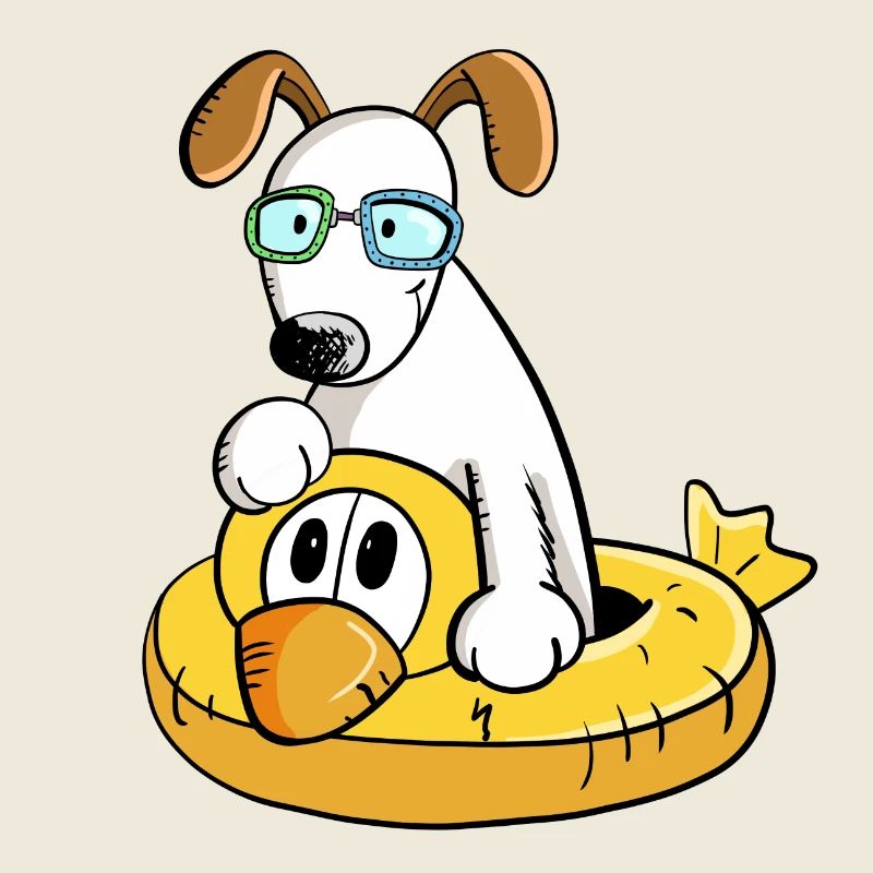 Chien en vacances avec la baignade