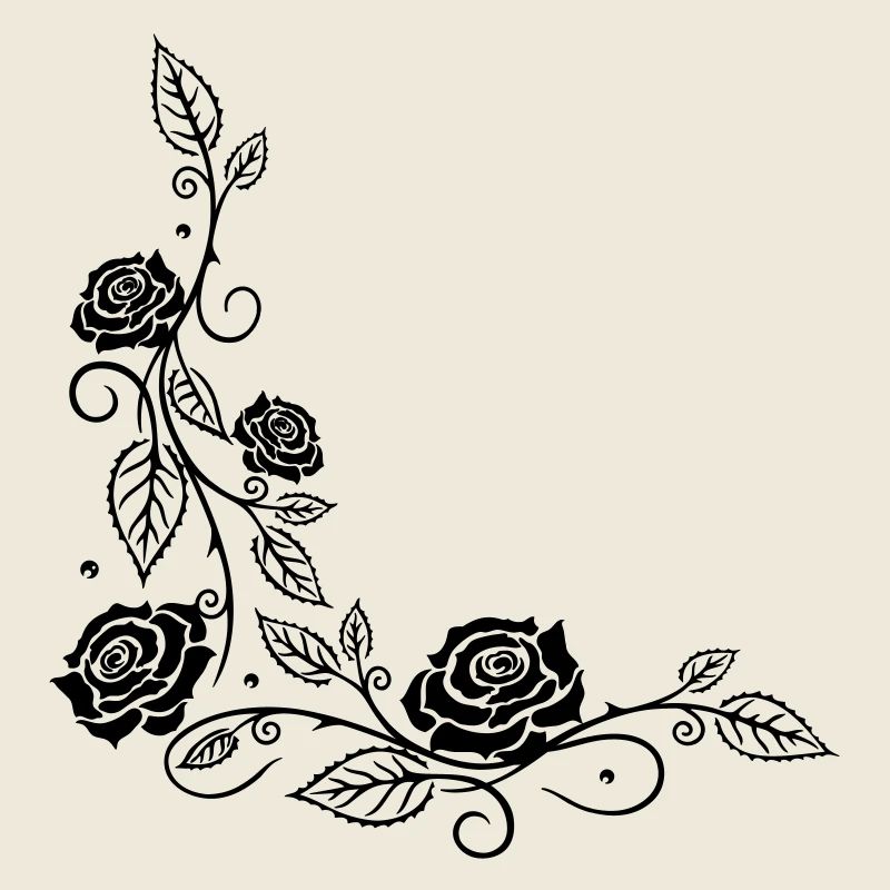 Roses avec ornements et feuilles