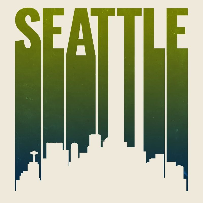 Seattle Skyline Green Gradient