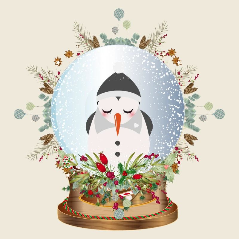schöne nostalgische Schneekugel mit Schneemann
