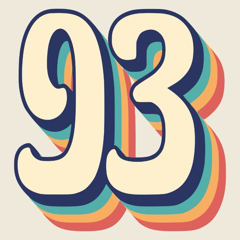 Vintage Retro T-Shirt Number 93 Ninety Three