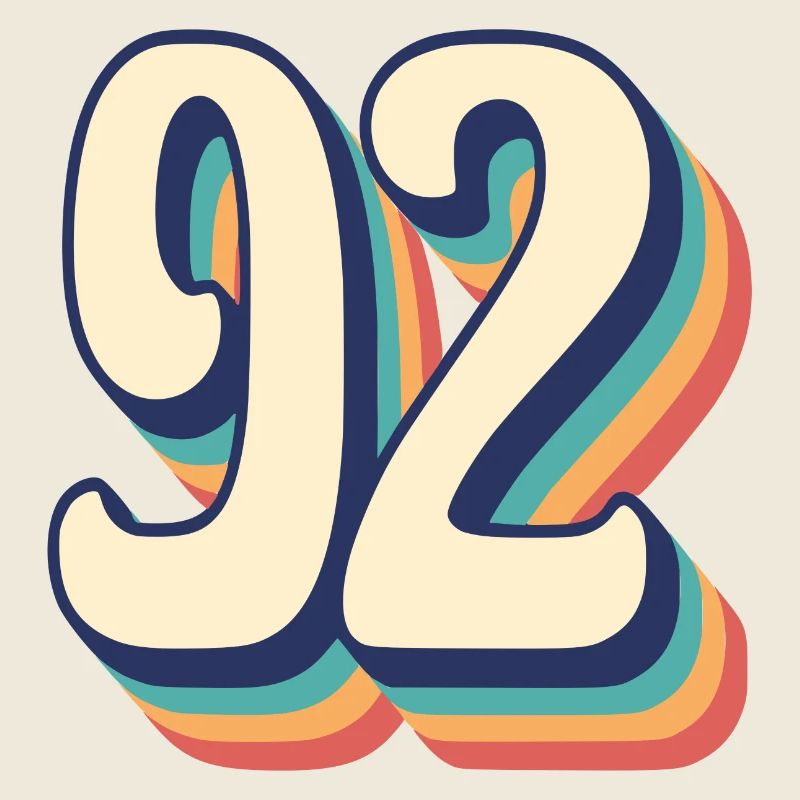 Vintage Retro T-Shirt Number 92 Ninety Two