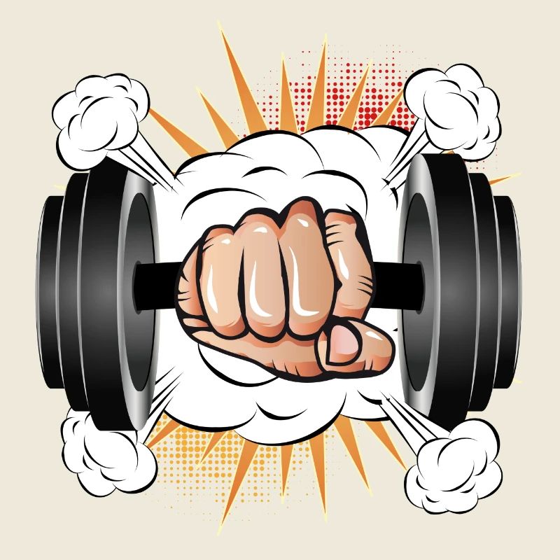 Dumbbell in hand - Comic style for bodybuilders