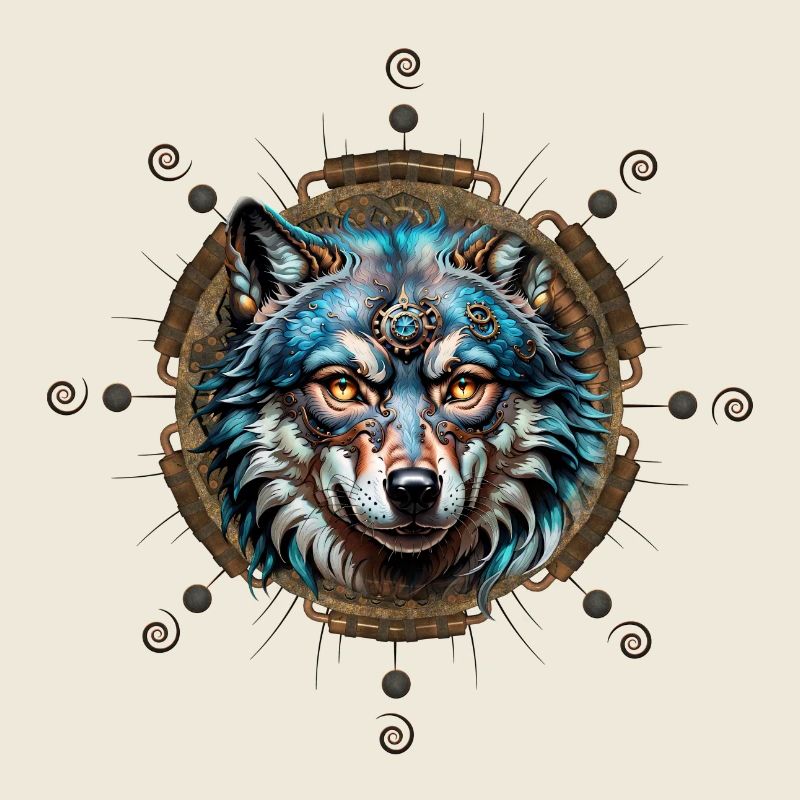 Fantastischer Steampunk-Wolf.