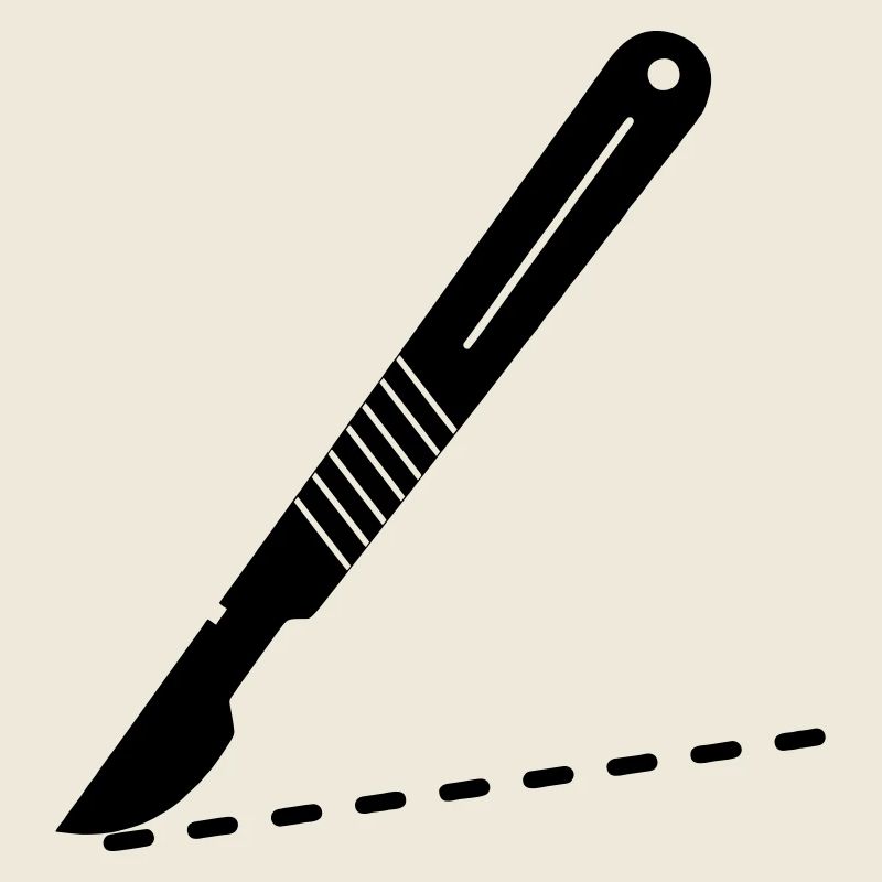 Skalpellklingen mit Schnittlinie
