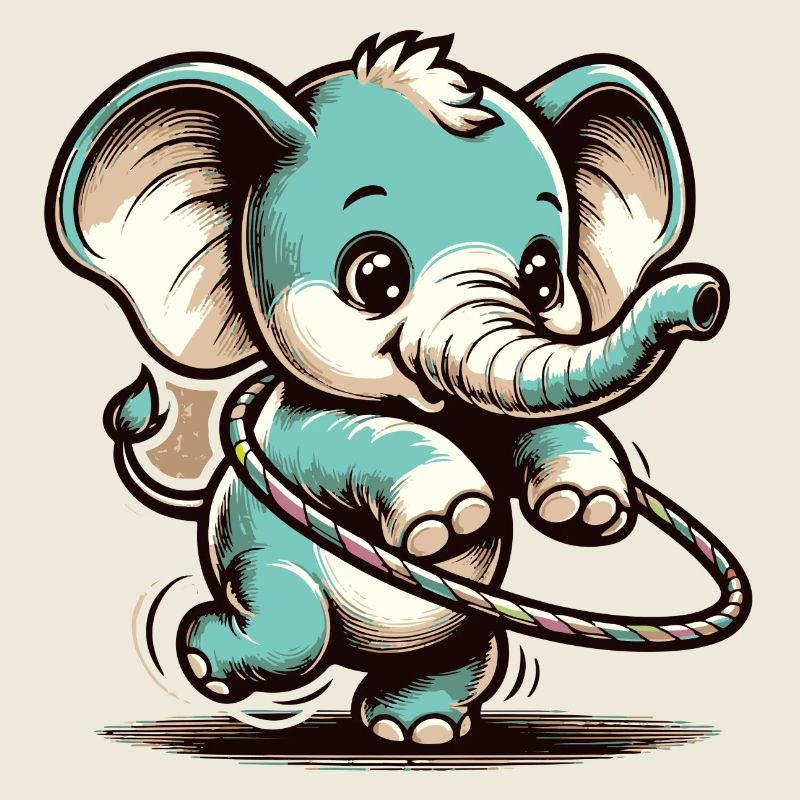Cute cartoon elephant with hula hubs
