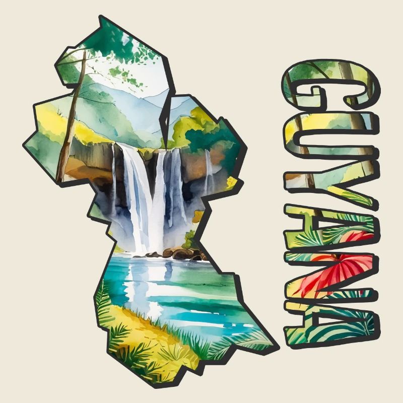 Carte à l’aquarelle de la Guyane
