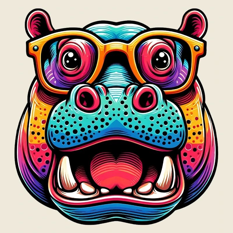 Nilpferd mit Brille