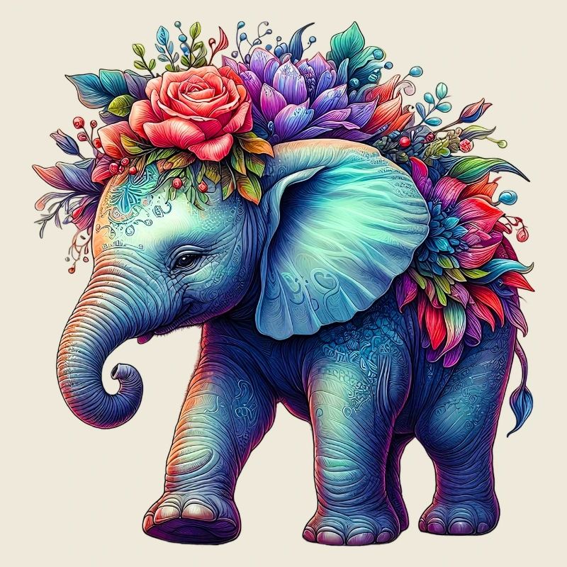 Elefant mit Blumen