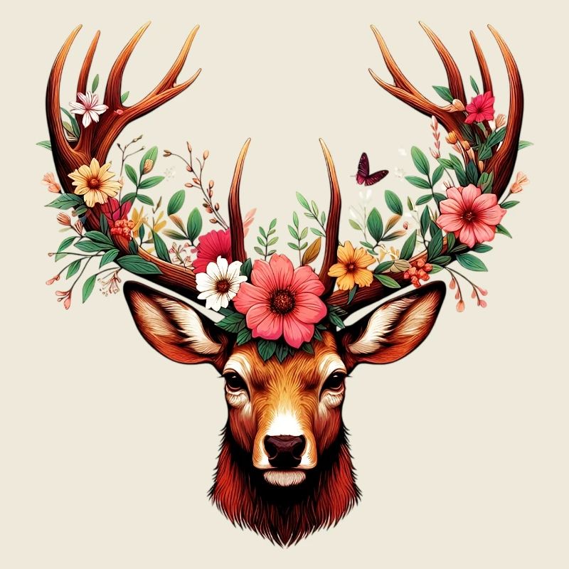 Hirsch mit Blumen