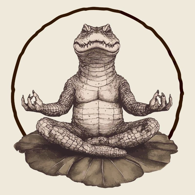 Meditierendes Krokodil – Zen auf der Lotusblüte