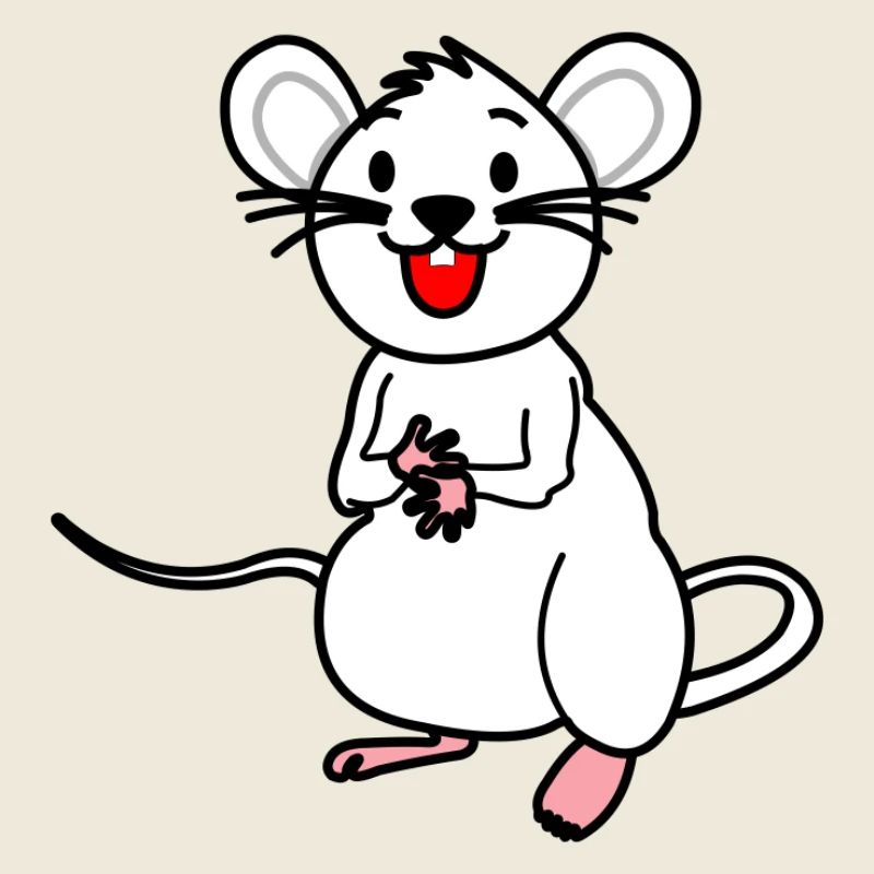 Souris blanche heureuse