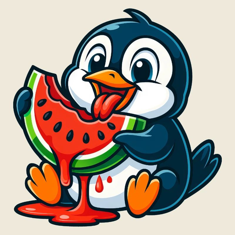 Mignon pingouin melon fruit dessin animé Fruit de l’Arctique