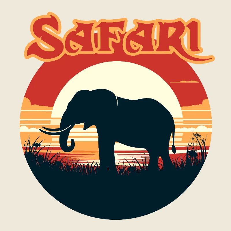 Faune Coucher de soleil Éléphant Design
